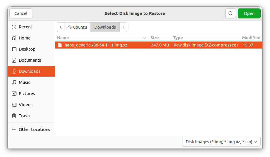Selecione a imagem Generic x86-64 que acabou de baixar.